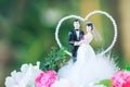 Bride and groom doll on bouquet in wedding ceremony