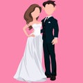Bride and groom in dress and suit