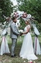 The bride and groom exchange vows and wedding rings at the wedding ceremony. selective focus. Royalty Free Stock Photo