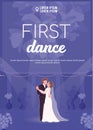 Bride and groom first dance poster flat vector template Royalty Free Stock Photo