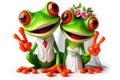 bride and groom getting married illustration of a funny red eyed tree frog Royalty Free Stock Photo