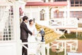 Bride and groom having a romantic moment on their Royalty Free Stock Photo