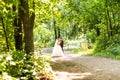 Bride and groom having a romantic moment on their Royalty Free Stock Photo