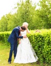 Bride and groom having a romantic moment on their wedding day Royalty Free Stock Photo