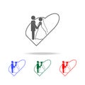 the bride and groom in the heart icons. Elements of wedding in multi colored icons. Premium quality graphic design icon. Simple ic Royalty Free Stock Photo