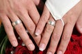 Bride and groom holding hands