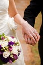 Bride and Groom holding hands Royalty Free Stock Photo