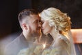 Bride and groom hugging and kissing on their wedding day no focus. Creating a new family, a happy couple in love, a Man and a Royalty Free Stock Photo