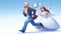 The bride and groom are in a hurry somewhere Royalty Free Stock Photo