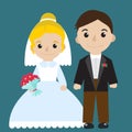 Bride and groom icon characters flat style. Wedding concept. Marriage. Vector illustration. Royalty Free Stock Photo