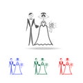 bride and groom icon. Elements of Valentine's Day in multi colored icons. Premium quality graphic design icon. Simple icon for we Royalty Free Stock Photo