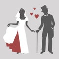 Bride and groom illustration in retro style