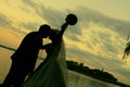 Bride and groom kissing