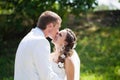 Bride and groom kissing Royalty Free Stock Photo