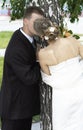 Bride and groom kissing Royalty Free Stock Photo