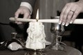 Bride and groom light the wedding candle at the ceremony Royalty Free Stock Photo