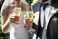 Bride and groom making a toast with champagne Royalty Free Stock Photo