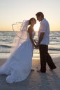 Bride and Groom Married Couple Sunset Beach Wedding Royalty Free Stock Photo