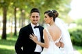 Bride and Groom in natural park Royalty Free Stock Photo