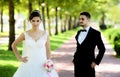 Bride and Groom in natural park Royalty Free Stock Photo