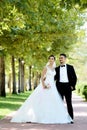 Bride and Groom in natural park Royalty Free Stock Photo