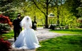 Bride and groom in the park Royalty Free Stock Photo