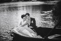 Bride and Groom in the Pleasure Boat Royalty Free Stock Photo