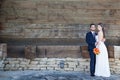 Bride and groom posing for wedding photo Royalty Free Stock Photo