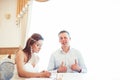 The bride and groom in the registry office Royalty Free Stock Photo