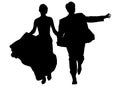 Bride and groom running Royalty Free Stock Photo