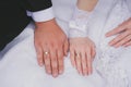 Bride and groom's hands with wedding rings