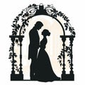 Romantic Victorian-inspired Wedding Silhouette Illustration