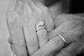 Bride and groom showing off their rings Royalty Free Stock Photo