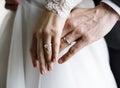 Bride and Groom Showing Their Engagement Wedding Rings on Hands Royalty Free Stock Photo