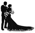 Bride and groom silhouette Royalty Free Stock Photo