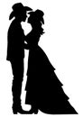 Bride and groom silhouette isolated on white. Vector country wedding