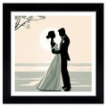 bride and groom silhouetted against the sunset at the beach