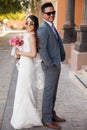 Bride and groom with sunglasses Royalty Free Stock Photo