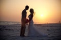 Bride and Groom at Sunset Royalty Free Stock Photo