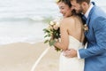 Bride and groom at their beach wedding Royalty Free Stock Photo