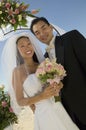 Bride and Groom under archway Royalty Free Stock Photo