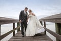 Bride and Groom walking Royalty Free Stock Photo