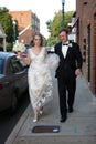 Bride and Groom walking to Reception Royalty Free Stock Photo