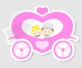 Bride and groom in a wedding carriage Royalty Free Stock Photo