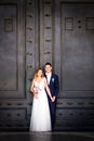 Bride and groom wedding poses in front of Pantheon, Rome, Italy Royalty Free Stock Photo