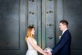 Bride and groom wedding poses in front of Pantheon, Rome, Italy Royalty Free Stock Photo