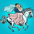 Bride and groom white horse love wedding romance