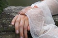Bride, hands and pearl