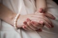 Brides hands. Wedding ceremony. In anticipation of wedding Royalty Free Stock Photo