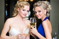 Bride and her Bridesmaid in a restaurant Royalty Free Stock Photo